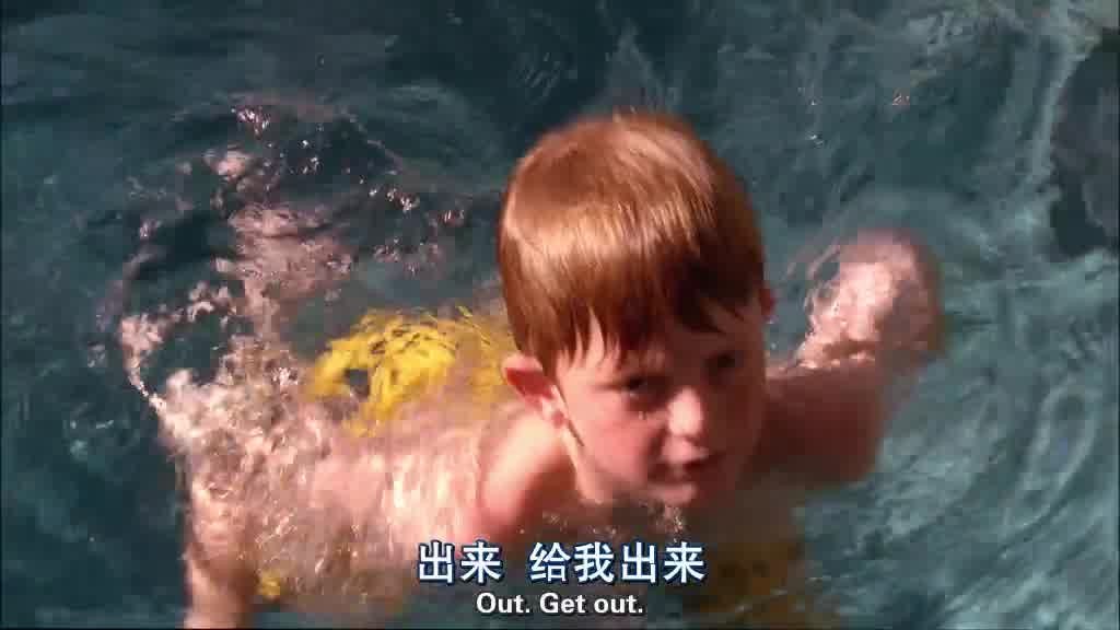She glares at PORTER floating in the water, who gets out of the pool in a hurry.jpg