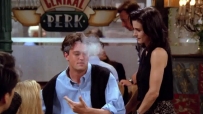 S01E03 Chandler tries to shrug nonchalantly but eventually he has to exhale a mouthful of smoke