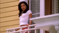 S01E01 We pan up to see GABRIELLE watching from the upstairs balcony, sighing with relief as she's successfully covered her affair
