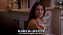 S01E05 She looks over her shoulder and smiles and waves at Mike