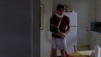 S01E04 We see the cable guy, with his arm in a sling and his neck in a brace