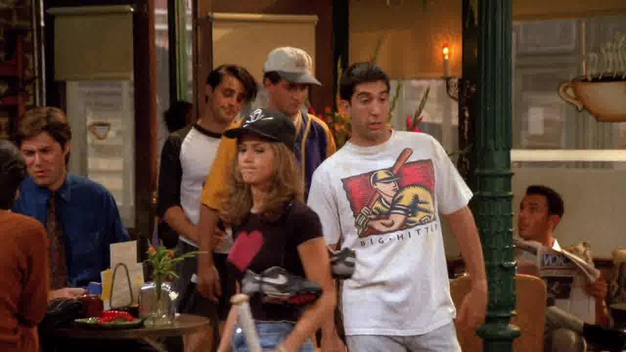 Central Perk,Monica is alone as Ross,Rachel,Chandler,andJoey enter dejectedly in.jpg